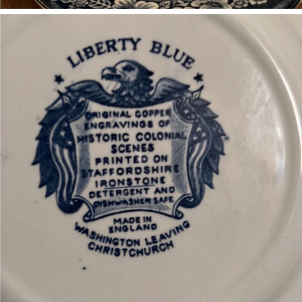 74 piece liberty blue staffordshire dinnerware
